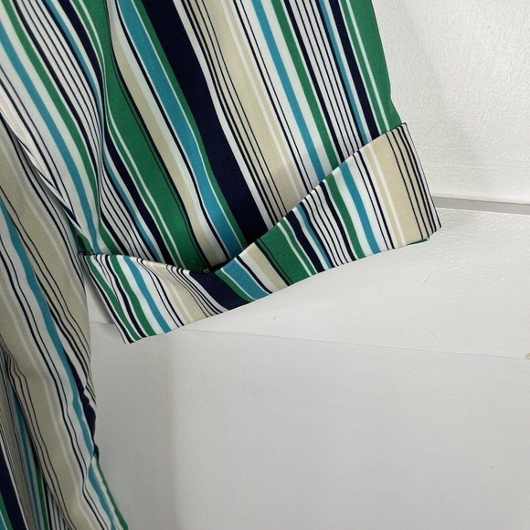 Catherines Top Button Up Shirt Womens Plus Size 1X Striped Blouse 3/4 Sleeve - Picture 6 of 10